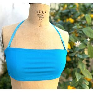 NWT SKIMS Recycled Swim Turquoise Blue Bandeau Bikini Top Size M Removable Strap